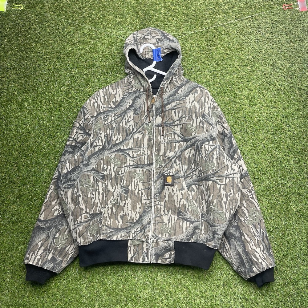 Carhartt Camo Jacket Mens XL Workwear JR345 Hooded Mossy Oaks Tree Stand Hunting